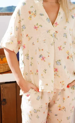 Black Colour Bluse - Melina - Flower