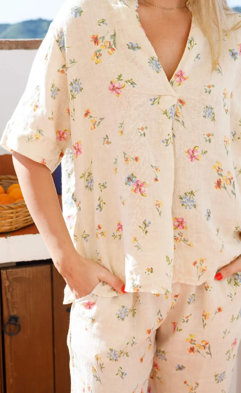 Black Colour Bluse - Melina - Flower