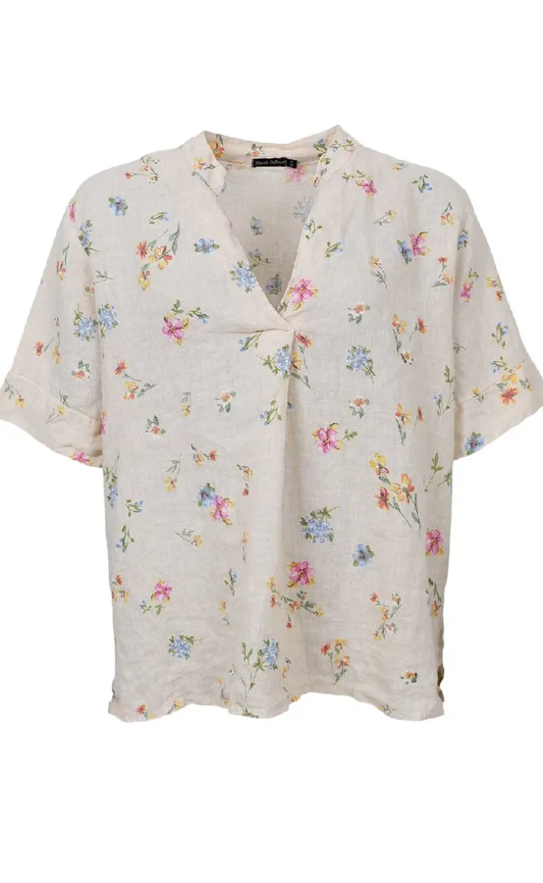 Black Colour Bluse - Melina - Flower