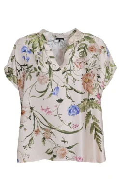 Black Colour Bluse - Zennia - Champagne Flower