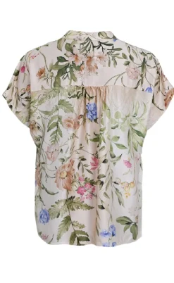 Black Colour Bluse - Zennia - Champagne Flower