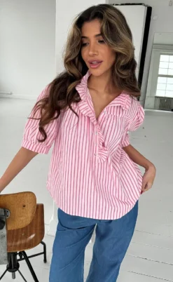Continue Bluse - Ariana Stripe - Pink Stripe