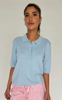 Continue Bluse - Diane Polo - Light Blue