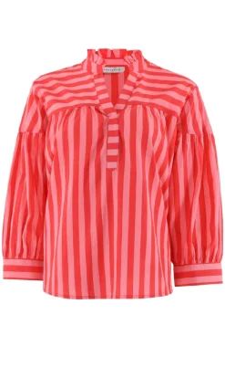 Continue Bluse - Ida - Stribe Pink