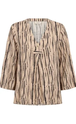 Freequent Bluse - Larin - Sand Melange w. Black