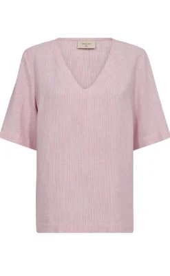 Freequent Bluse - Lava - Off White w. Fuchsia Pink