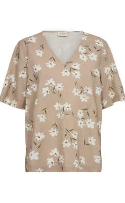 Freequent Bluse - Lava - Simply Taupe w. Off-white