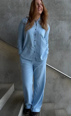 Freequent Bukser - Lava  - Chambray Blue