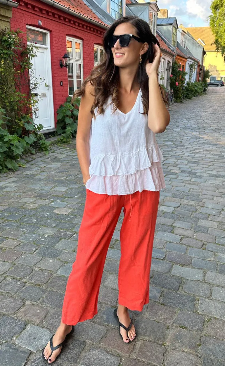 Freequent Bukser - Lava Ankle - Hot Coral