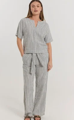 Freequent Bukser - Lavisco - Star Off-white w. Navy Blazer