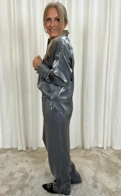 Freequent Bukser - Naron - Gray Pinstripe