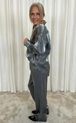 Freequent Bukser - Naron - Gray Pinstripe