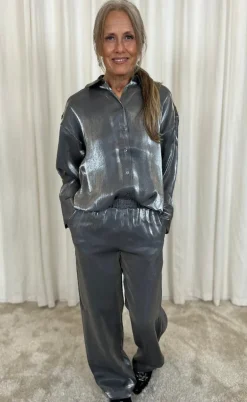 Freequent Bukser - Naron - Gray Pinstripe