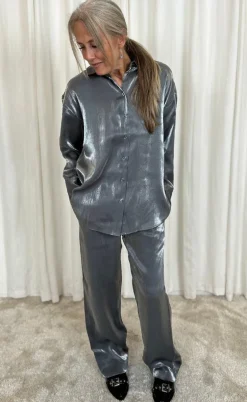 Freequent Bukser - Naron - Gray Pinstripe