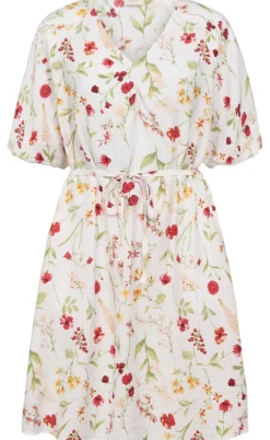 Freequent Kjole - Mele - Brilliant White w. Hot Coral