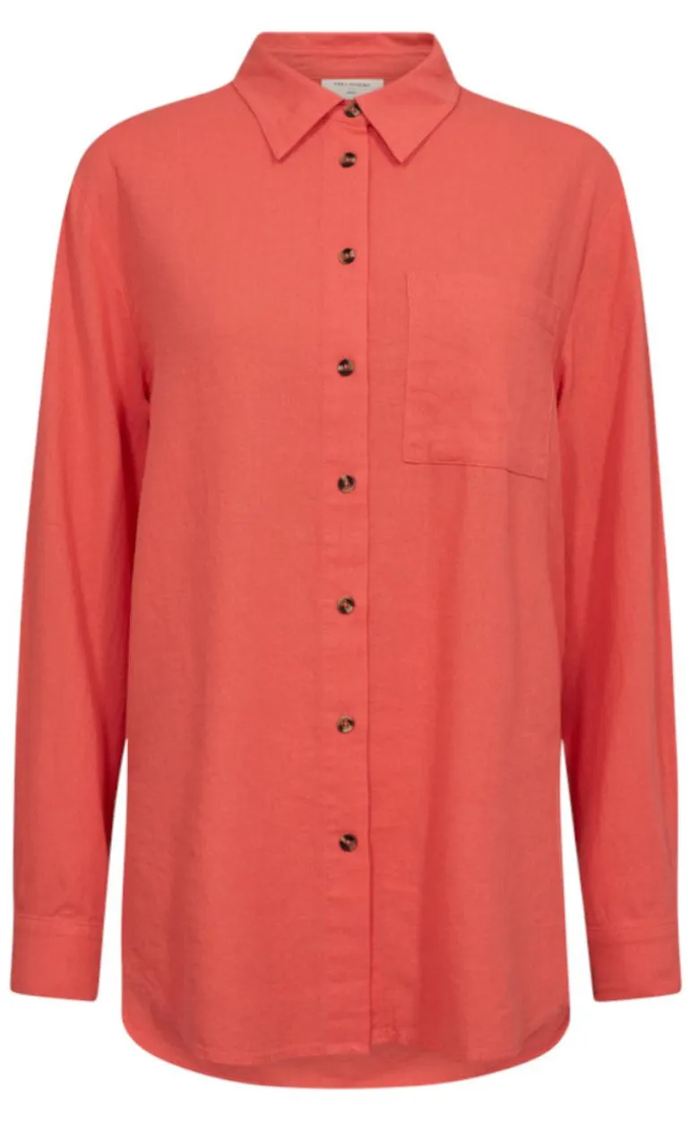 Freequent Skjorte - Lava Simple - Hot Coral
