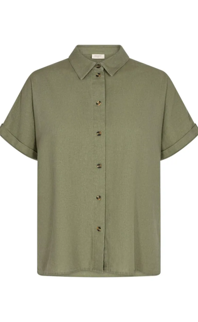 Freequent Skjorte - Lava SS - Deep Lichen Green