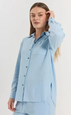 Freequent Skjorte - Lava Simple - Chambray Blue