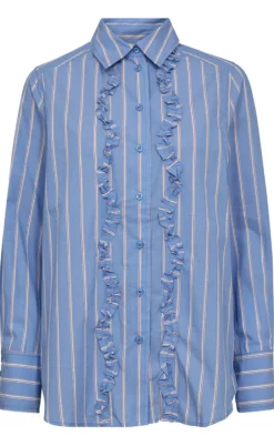 Freequent Skjorte - Sirana - Chambray Blue w. Star Off-white