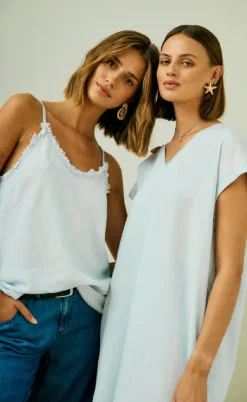 Freequent Top - Renna - Light Blue Denim