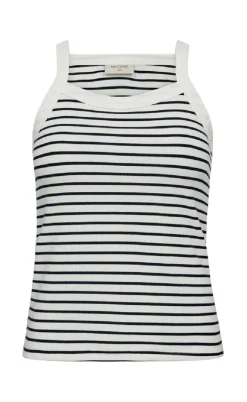 Freequent Top - Zia - Brilliant White w. Navy Blazer