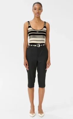 Gestuz Top - Stela - Black/Birch striped