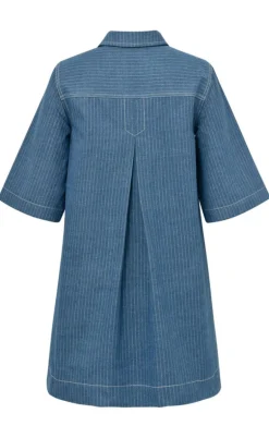 Global Funk Kjole - Mira Zip-G - Blue Pinstripe