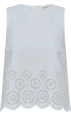 Global Funk Top - Rihne Scallop-G - White