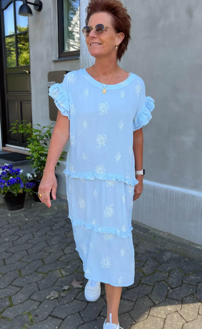 Ina Copenhagen Kjole - Dalila - Light Blue / White Embroidery
