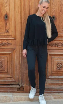 Liberte T-Shirt - Alma LS Frill - Black