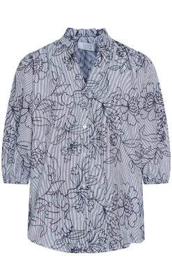 Love & Divine Bluse - Love456-9 - Stripe/Flower