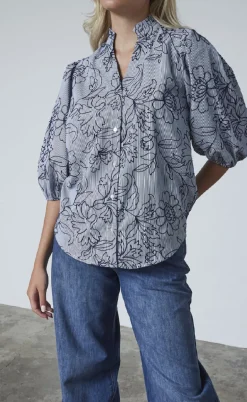 Love & Divine Bluse - Love456-9 - Stripe/Flower