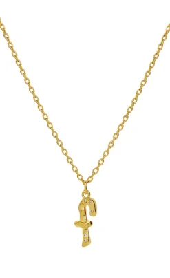 Maanesten Halskæde - F Alphabet - Gold Colour