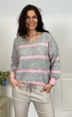 Marta Du Chateau Strik - Carene - Light Grey/Baby Pink