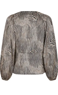 Neo Noir Bluse - Istana Floating Wave - Dark Sand