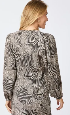 Neo Noir Bluse - Istana Floating Wave - Dark Sand