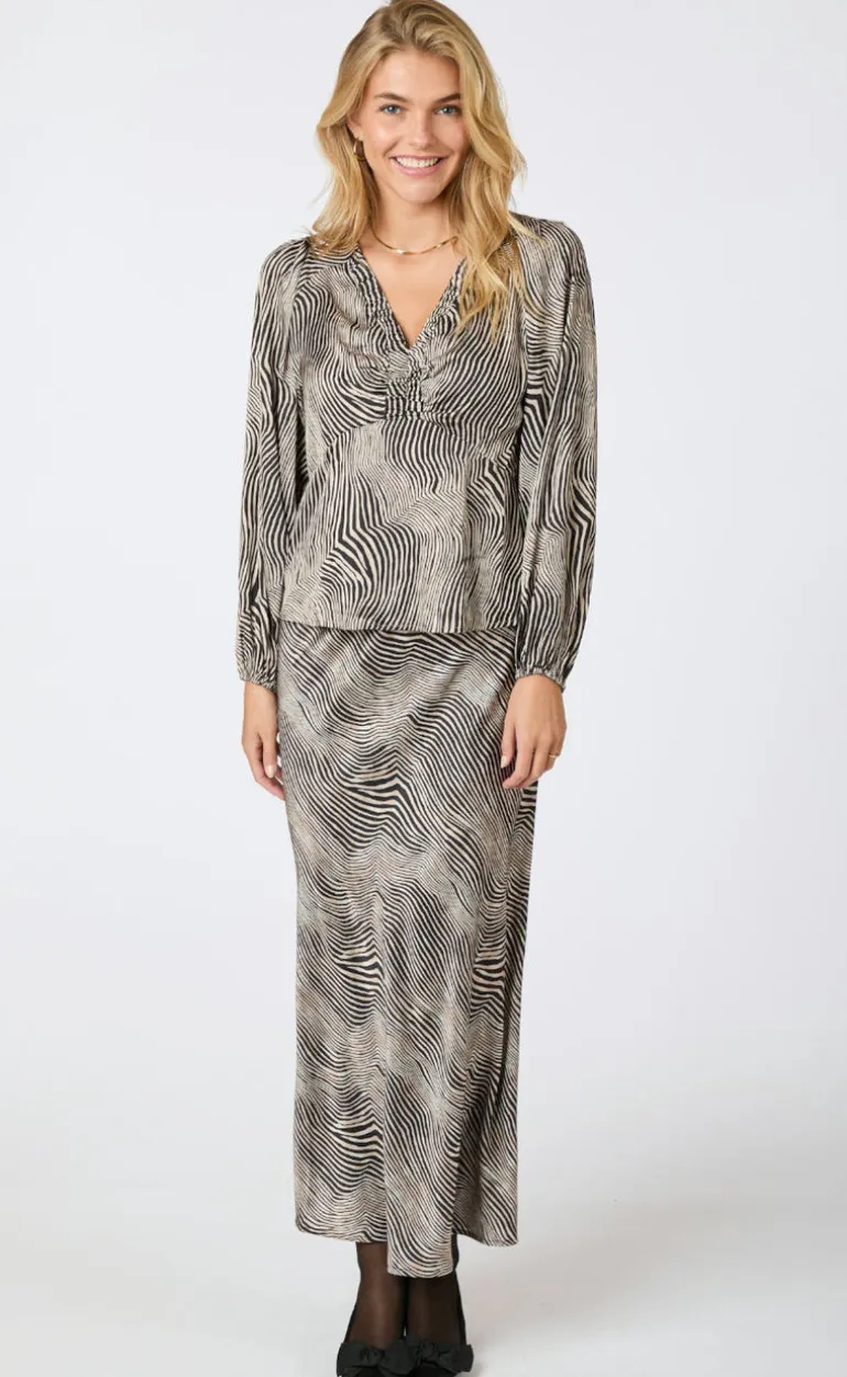 Neo Noir Bluse - Istana Floating Wave - Dark Sand