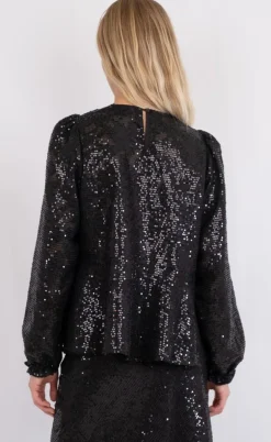 Neo Noir Bluse - Rizzo Sequins - Black