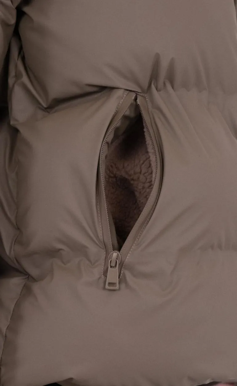 Neo Noir Jakke - Fox Puffer - Dark Taupe