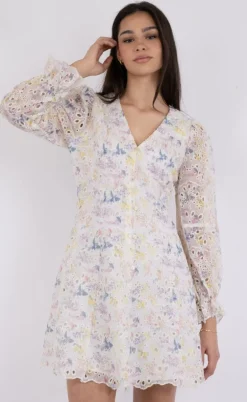 Neo Noir Kjole - Cabana Embroidery - Creme