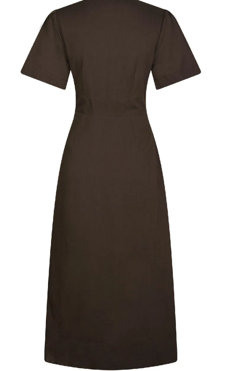 Neo Noir Kjole - Ilsie Linen - Dark Brown