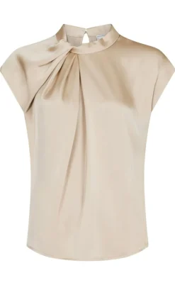 Neo Noir Top - Fleur Drapy Satin - Dark Sand