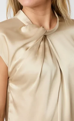 Neo Noir Top - Fleur Drapy Satin - Dark Sand