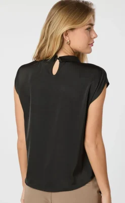 Neo Noir Top - Fleur Drapy Satin - Black