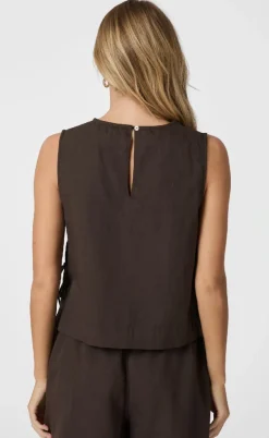 Neo Noir Top - Svetlana Linen - Dark Brown