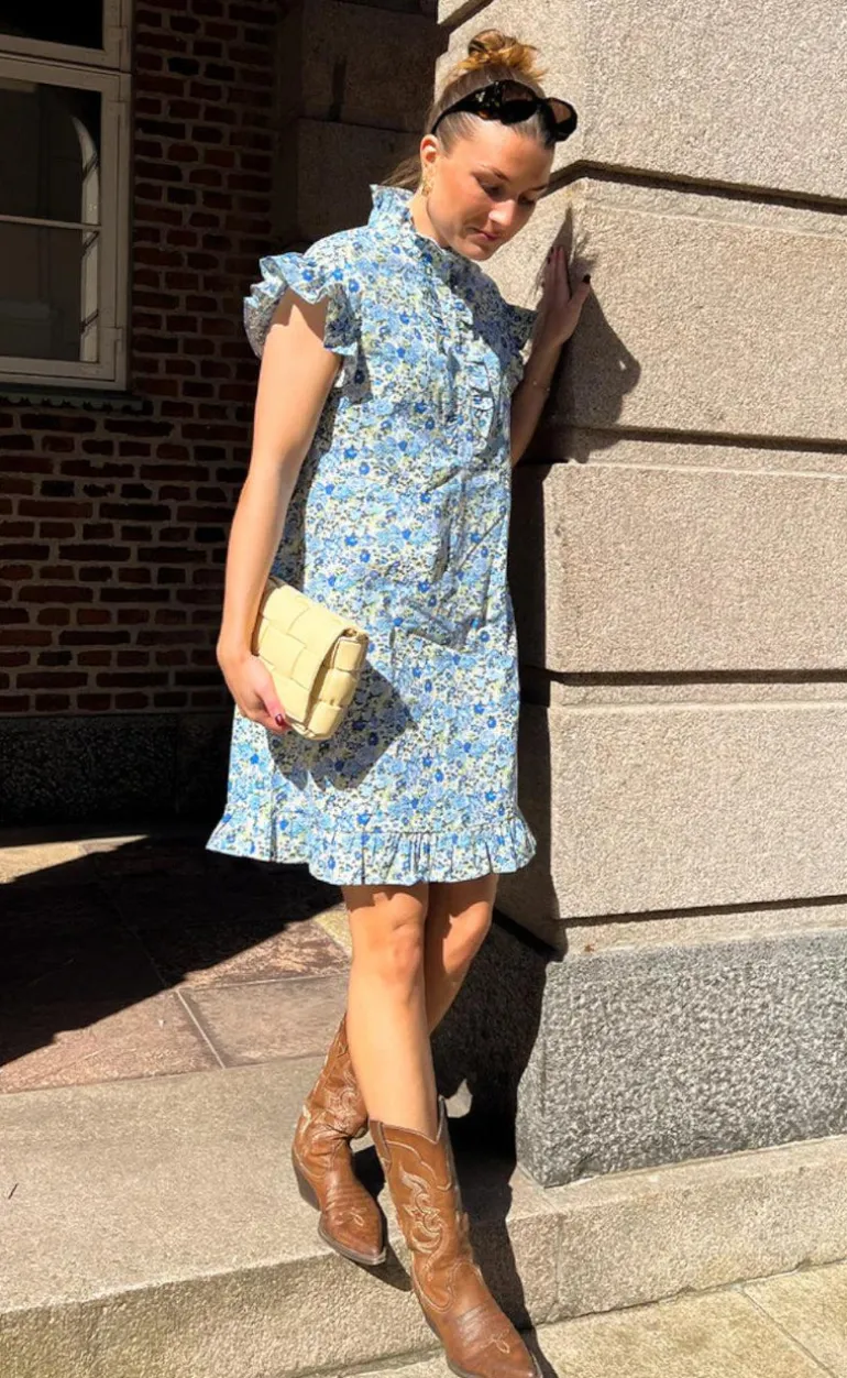 Noella Kjole - Sally - Blue/Yellow Flower