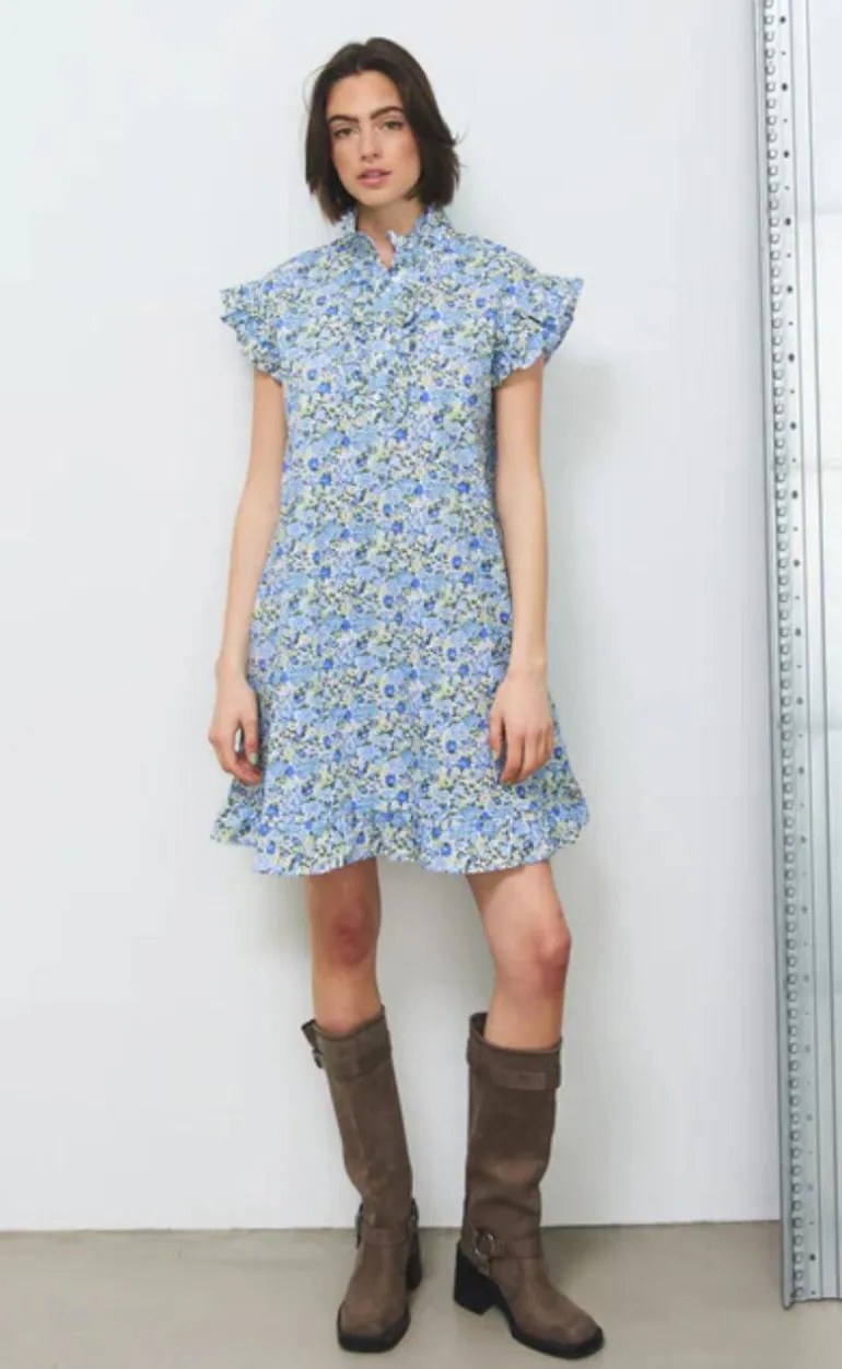 Noella Kjole - Sally - Blue/Yellow Flower