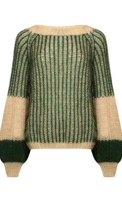 Noella Sweater - Liana - Beige/Bottle Green