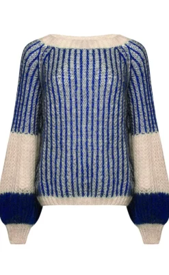 Noella Sweater - Liana - Cream/Cobalt Blue