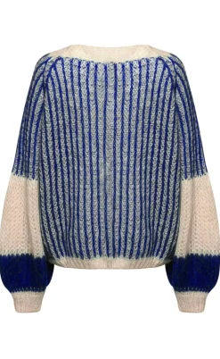 Noella Sweater - Liana - Cream/Cobalt Blue
